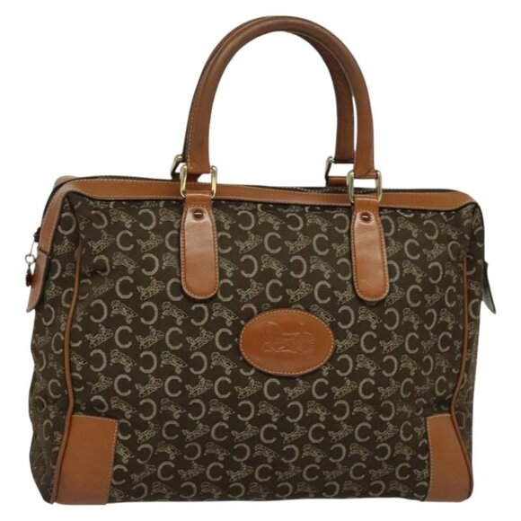 CELINE C Sulky Boston Bag Canvas Brown Gold Auth bs24812 - Picture 1 of 16